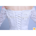 White Satin Lace Bridal Mermaid Sleeves Factory Direct Wedding Dress